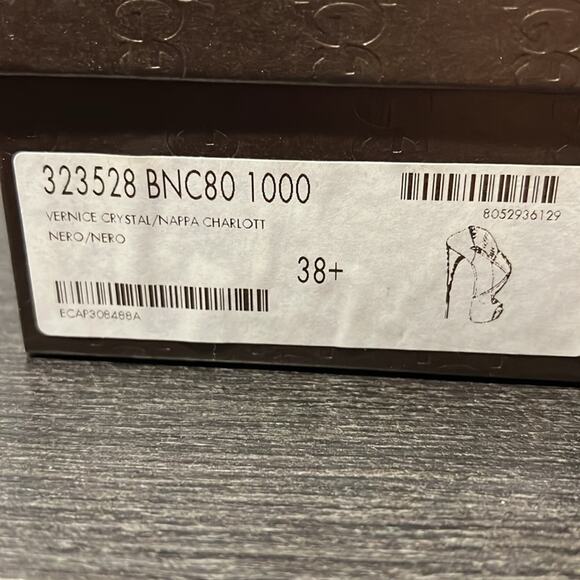 Gucci Black Patent Leather Vernice Crystal/Napa Charlott Nero Size 38 / 8 - Picture 7 of 10